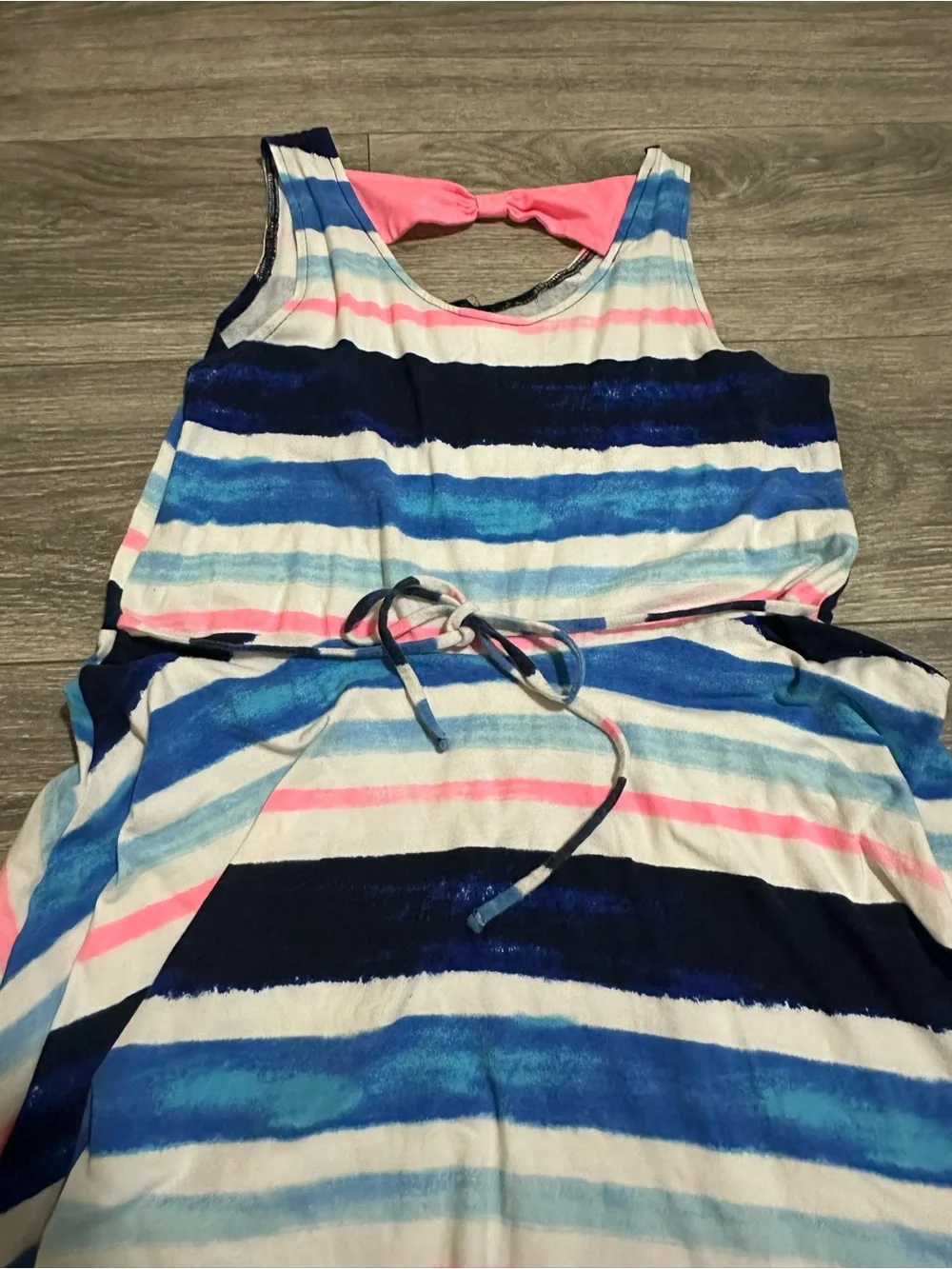 Justice Striped Knit Dress in Navy, Light Blue & Pink